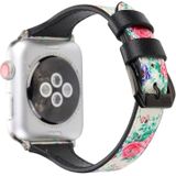 Letter T vorm eenvoudige Floral lederen polshorloge band met roestvrijstalen gesp voor Apple Watch serie 3 & 2 & 1 38mm (geel)