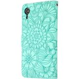 Skin Feel Embossed Sunflower Horizontal Flip Leather Case with Holder & Card Slots & Wallet & Lanyard For iPhone XR(Green)