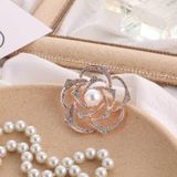2 PCS Diamonds Mountain Tea Flower Brooch Pearl Pin Simple Suits Cheongsam Accessories(B07344)