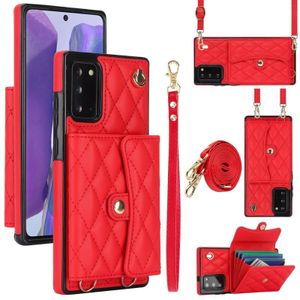 Voor Samsung Galaxy Note20 Crossbody Rhombic Horizontale Portemonnee Lederen Telefoonhoesje (Rood)