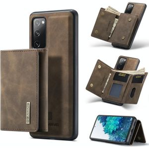 For Samsung Galaxy S20 FE DG.MING M1 Series 3-Fold Multi Card Wallet + Magnetic Back Cover Shockproof Case with Holder Function(Coffee)