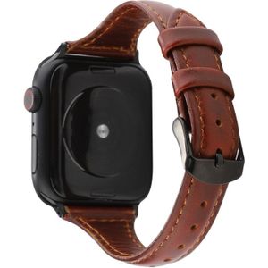 For Apple Watch Series 5 & 4 40mm / 3 & 2 & 1  38mm Crazy Horse Texture Genuine Leather Strap(Red Brown)