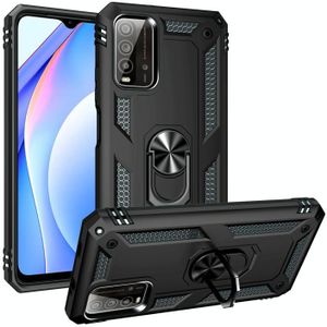 For Xiaomi Redmi Note 9 4G / 9T / 9 Power Shockproof TPU + PC Protective Case with 360 Degree Rotating Holder(Black)