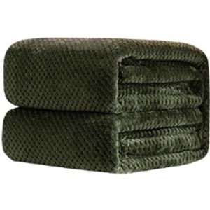 Thicken Solid Color Mesh Pineapple Flannel Blanket Coral Fleece Air Conditioning Sofa Cover Winter Warm Sheets Easy Wash Faux Fur Blankets  Size:45x65cm(Army Green)