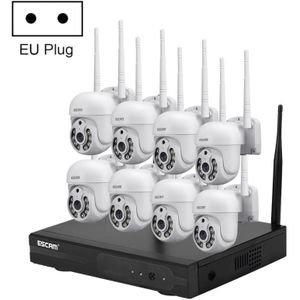 ESCAM WNK718 HD 3.0 Million Pixels 8-channel Wireless + 8IPC Wireless NVR Security System  EU Plug