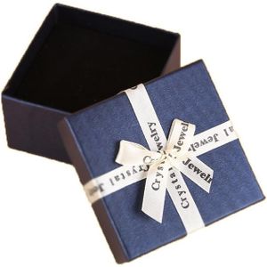 10 PCS Bowknot Jewelry Gift Box Square Jewelry Paper Packaging Box  Specification: 8x8x3.5cm(Dark Blue)