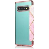 For Samsung Galaxy S10 Bronzing Plating PU + TPU Horizontal Flip Leather Case with Holder & Card Slot(Pink White)