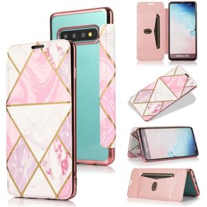 For Samsung Galaxy S10 Bronzing Plating PU + TPU Horizontal Flip Leather Case with Holder & Card Slot(Pink White)