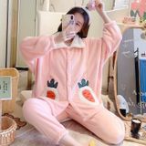 Two-piece Thickened Warm Pajamas For Pregnant Women (Color:Pink Size:XXL)