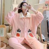 Two-piece Thickened Warm Pajamas For Pregnant Women (Color:Pink Size:XXL)