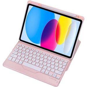 Voor iPad 2022 360 Rotatie Acryl Transparant Bluetooth Toetsenbord Lederen Hoes(Roze)