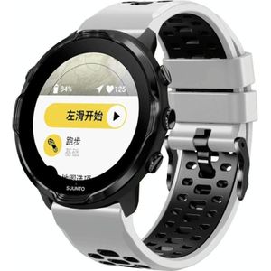 Voor Suunto 7 drie rijen gaten siliconen horlogeband (wit zwart)