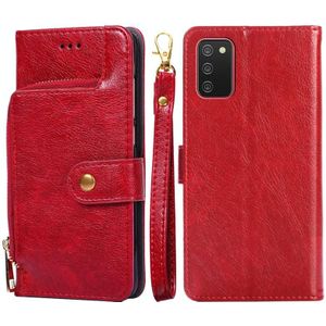 For Samsung Galaxy A02s Zipper Bag PU + TPU Horizontal Flip Leather Case with Holder & Card Slot & Wallet & Lanyard(Red)