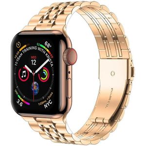 Zeven-kralen ultradunne roestvrijstalen horlogeband voor Apple Watch Series 7 45 mm / 6 & SE & 5 & 4 44 mm / 3 & 2 & 1 42 mm (rosé goud)