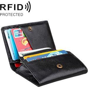 KB171 Antimagnetic RFID Crazy Horse Texture Leather Card Holder Wallet for Men and Women (Black)