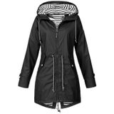 Women Waterproof Rain Jacket Hooded Raincoat  Size:XXXXL(Black)