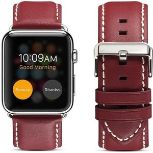 For Apple Watch Series 5 & 4 44mm / 3 & 2 & 1 42mm Environmental Protection Genuine Leather Strap Watchband(Red-brown)
