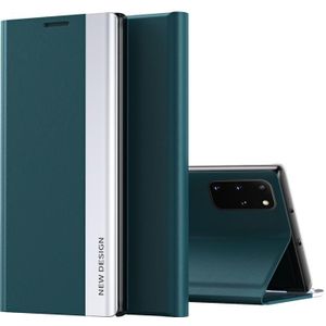 For Samsung Galaxy S20 Side Electroplated Magnetic Ultra-Thin Horizontal Flip Leather Case with Holder(Green)