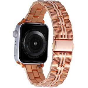 Gestreepte metalen horlogeband met 3 kralen voor Apple Watch Ultra 49 mm (roségoud)