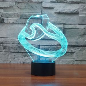 Black Base Creative 3D LED Decorative Night Light  Powered by USB and Battery  Pattern:Diamond Ring
