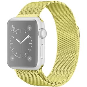 For Apple Watch Series 6 & SE & 5 & 4 40mm / 3 & 2 & 1 38mm Milanese Loop Magnetic Stainless Steel Watchband(Yellow)