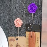 6 PCS Bathroom Non-perforated Rose Hook Non-marking Resin Adhesive Hook(Purple Rose)
