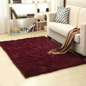 Shaggy tapijt voor woonkamer thuis warme pluche vloer tapijten pluizig matten kinderen kamer namaakbont gebied tapijt  grootte: 160x200cm (wijn rood)