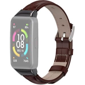 For Huawei Band 6 / Honor Band 6 MIJOBS Cowhide Leather Replacement Strap Watchband(Bamboo Joint Coffee Black)