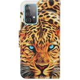 For Samsung Galaxy A52 5G / 4G Colored Drawing Pattern Horizontal Flip Leather Case with Holder & Card Slots & Wallet & Lanyard(Yellow Leopard)