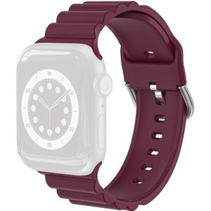 Business B Style Silicone Watch Strap For Apple Watch Series 6 & SE & 5 & 4 44mm / 3 & 2 & 1 42mm(Wine Red)