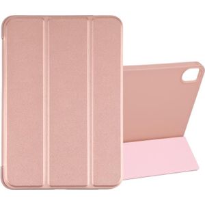 Gebei schokbestendig horizontaal flip tablet lederen tas met drie-vouwen houder voor iPad mini 6 (rose goud)