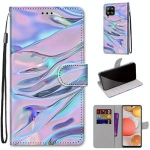 For Samsung Galaxy A42 5G Coloured Drawing Cross Texture Horizontal Flip PU Leather Case with Holder & Card Slots & Wallet & Lanyard(Fluorescent Water Pattern)