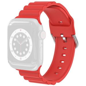 Business B Style Silicone Watch Strap For Apple Watch Series 6 & SE & 5 & 4 44mm / 3 & 2 & 1 42mm(Red)