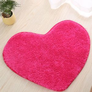 Heart Shape Non-slip Bath Mats Kitchen Carpet Home Decoration  Size:30*40CM(Magenta)