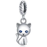S925 Sterling Silver Cute Cat Pendant DIY Bracelet Necklace Accessories