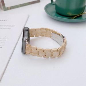 Wooden Bead Woven Watchband For Apple Watch Series 6 & SE & 5 & 4 44mm / 3 & 2 & 1 42mm(Beige)