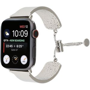 Simple 316 Stainless Steel Embossed Bracelet Watchband for Apple Watch Series 5 & 4 44mm / 3 & 2 & 1 42mm(Silver)