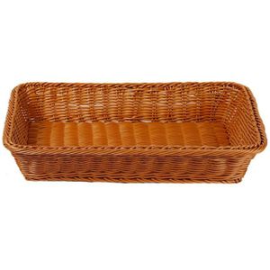 A1744 Rattan Basket Food Fruit Storage Basket Rectangular Fruit Plate  Size: Medium