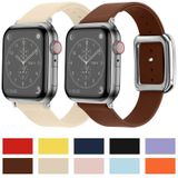 Zilveren vierkante gesp microfiber lederen horlogeband voor Apple Watch Series 7 41 mm / 6 & SE & 5 & 4 40 mm / 3 & 2 & 1 38 mm