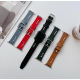 Echt lederen nylon horlogeband voor Apple Watch Series 7 41mm / 6 & SE & 5 & 4 40mm / 3 & 2 & 1 38mm