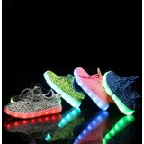 Low-Cut LED kleurrijke fluorescerende USB opladen Lace-Up lichtgevende schoenen voor kinderen  grootte: 36 (fluorescerend groen)