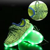 Low-Cut LED kleurrijke fluorescerende USB opladen Lace-Up lichtgevende schoenen voor kinderen  grootte: 36 (fluorescerend groen)