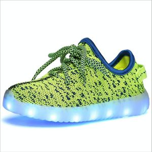 Low-Cut LED kleurrijke fluorescerende USB opladen Lace-Up lichtgevende schoenen voor kinderen  grootte: 36 (fluorescerend groen)
