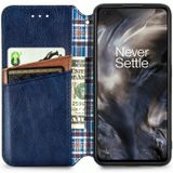 For One Plus Nord Cubic Grid Pressed Horizontal Flip Magnetic PU Leather Case with Holder & Card Slots & Wallet(Blue)