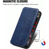 For One Plus Nord Cubic Grid Pressed Horizontal Flip Magnetic PU Leather Case with Holder & Card Slots & Wallet(Blue)