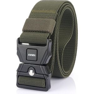 Awmn Men Outdoor Sports Alloy Snap Buckle Elastische riem  lengte: 125 cm (Army Green)