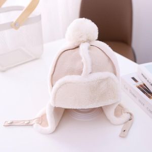 MZ9967 Children Hat Autumn and Winter Thickening Plus Velvet Warm and Windproof Flight Cap Ear Protection Cap  Size: One Size(Beige)