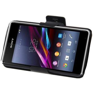 Sony Xperia E1 anti-slip Kunststof back cover Hoesje met 360 graden draaiende riem clip en houder (zwart)