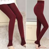 2 PCS Autumn and Winter Models Plus Velvet Thick Stepping Base Women Slim Slimming Warm Pants  Size:M(Purple)