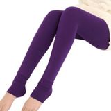 2 PCS Autumn and Winter Models Plus Velvet Thick Stepping Base Women Slim Slimming Warm Pants  Size:M(Purple)